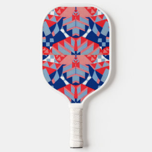 red white and blue abstract print pickleball paddle