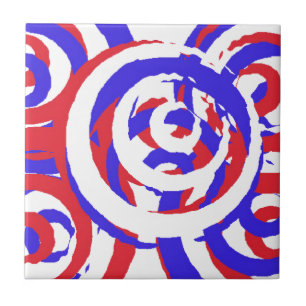 Red White and Blue Abstract Tile