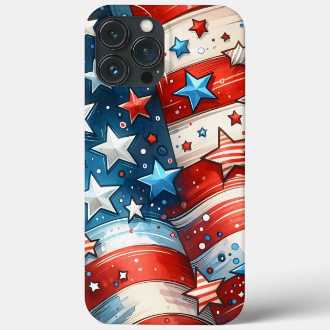 Red, White and Blue Abstract US Flag Patriotic  Case-Mate iPhone Case (Back)