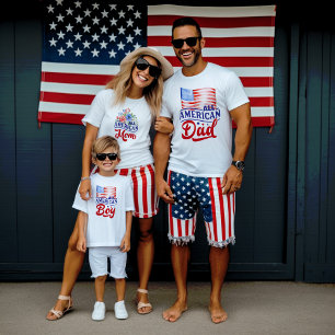 Red white and Blue All American Dad Flag T-Shirt