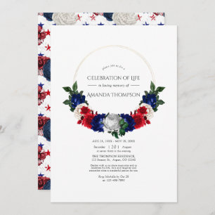 Red White and Blue American Celebration of Life Invitation