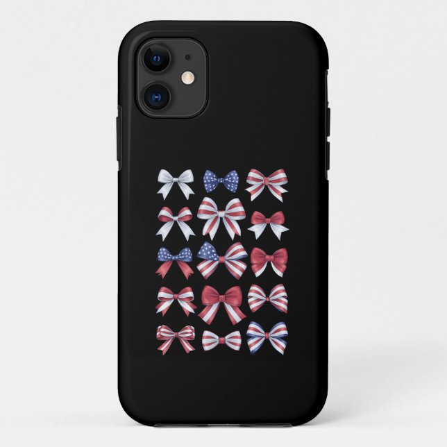 Red White And Blue American Coquette Bows 4th July Case-Mate iPhone Case (Back)