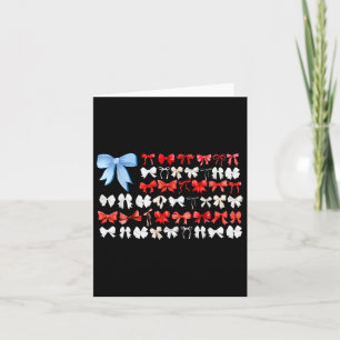Red White And Blue American Coquette Bows Funny 4t Card