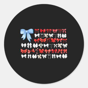Red White And Blue American Coquette Bows Funny 4t Classic Round Sticker