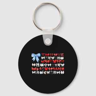 Red White And Blue American Coquette Bows Funny 4t Key Ring