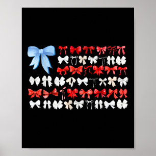 Red White And Blue American Coquette Bows Funny 4t Poster