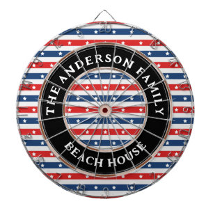 Red White and Blue American Flag Patriotic Family Dartboard