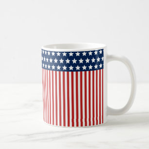 Red White and Blue American Flag Pattern Coffee Mug