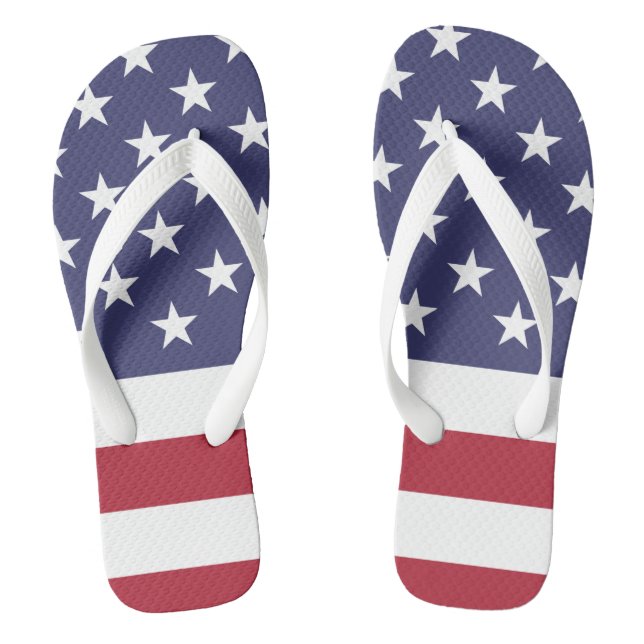 Red White and Blue American Flag Thongs (Footbed)