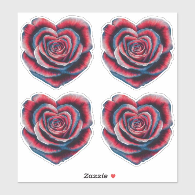 Red White and Blue American Patriotic Heart Roses  (Sheet)