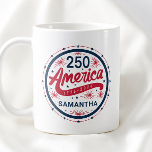 Red White and Blue America's 250th Anniversary Coffee Mug