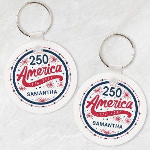 Red White and Blue America's 250th Anniversary Key Ring