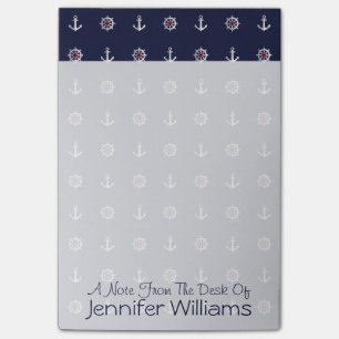 Red White And Blue Anchor Pattern Add Your Name Post-it Notes