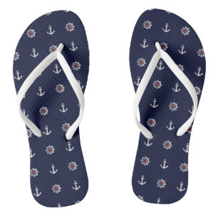 Red White And Blue Anchor Pattern Thongs