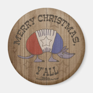 Red, White and Blue Armadillo-Merry Christmas Y'al Magnet