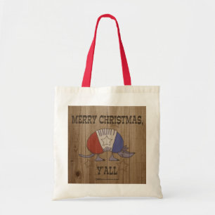 Red, White and Blue Armadillo-Merry Christmas Y'al Tote Bag