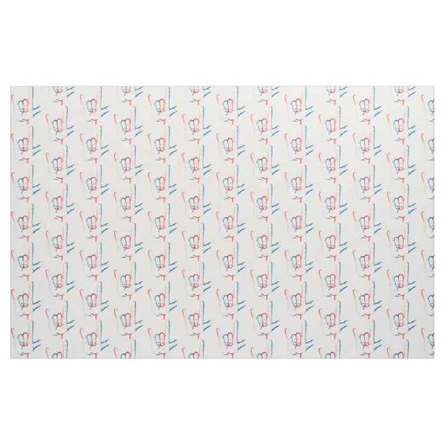 Red White and Blue ASL I Love You Patterned Fabric (Yard)