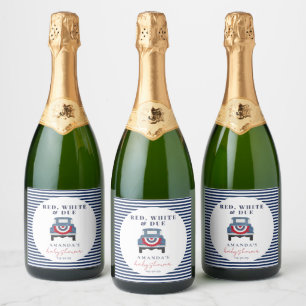 Red White and Blue Baby Shower  Favour  Sparkling Wine Label