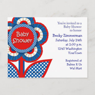 Red, White and Blue Baby Shower Invitation