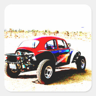 red white and blue baja bug in all categories square sticker