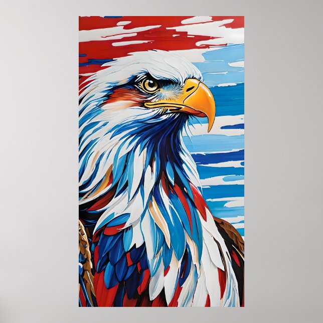 red white and blue bald eagle poster (Front)