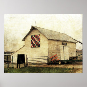 Red, White, and Blue Barn Quilt Poster