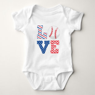 Red White and Blue Baseball Baby Bodysuit