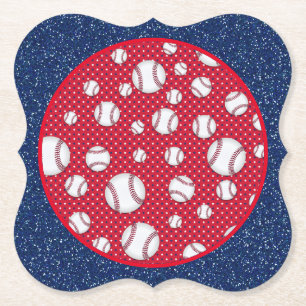 Red White and Blue Baseball Paper Plate Coaster