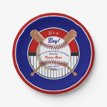 Red, White and Blue Baseball Paper Plates, 2 Sizes