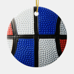 Red White And Blue Basketball Ceramic Ornament