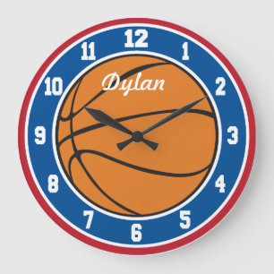 Red White and Blue Basketball Clock