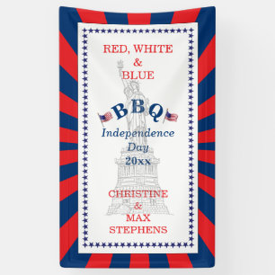 Red, White and Blue BBQ 4th of July Party Banner