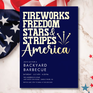 Red White and Blue BBQ Party Invitation