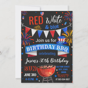 Red White and Blue Birthday BBQ invitation