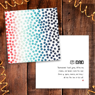 Red White and Blue Black Cat Paws Funny Cat Dad Card