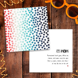Red White and Blue Black Cat Paws Funny Cat Mum Card