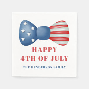 Red, White And Blue Bow 4th Of July Napkin