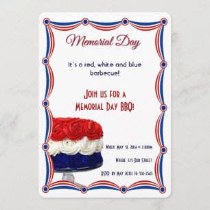 Red White and Blue Bunting Cake Memorial Day Invitation