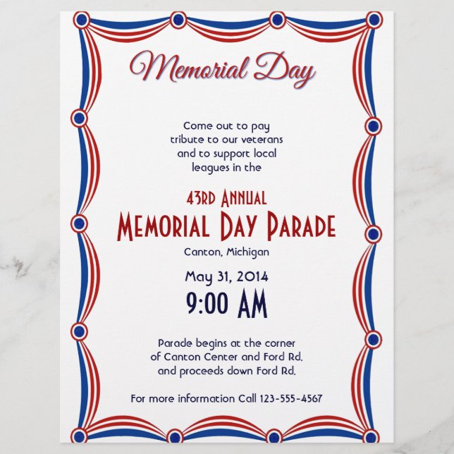Red White and Blue Bunting Memorial Day Flyer (Front)