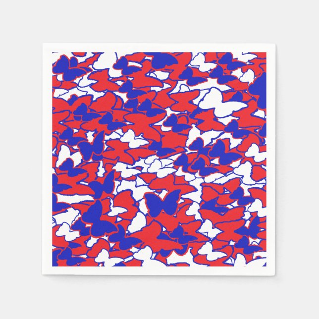 Red, white and Blue Butterfly plate for picnic Napkin (Front)
