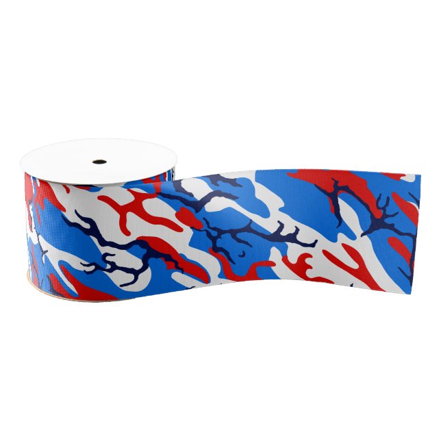 Red White and Blue Camo Grosgrain Ribbon (Spool)