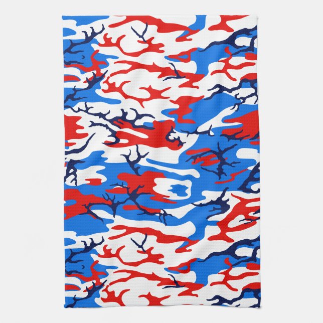 Red White and Blue Camo Tea Towel (Vertical)