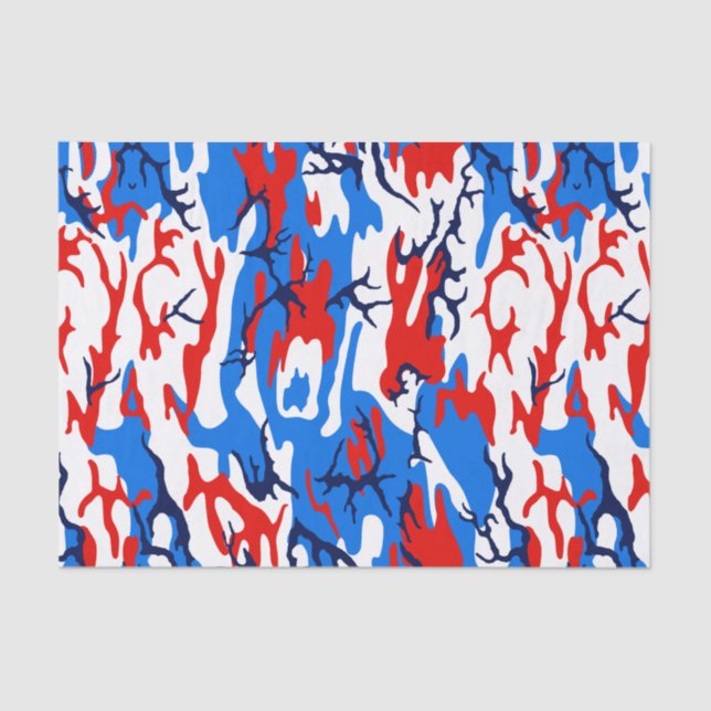 Red White and Blue Camo Tissue Paper (Front)