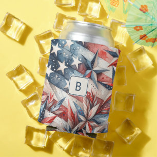 Red White and Blue Can Cooler