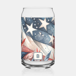 Red White and Blue Can Glass