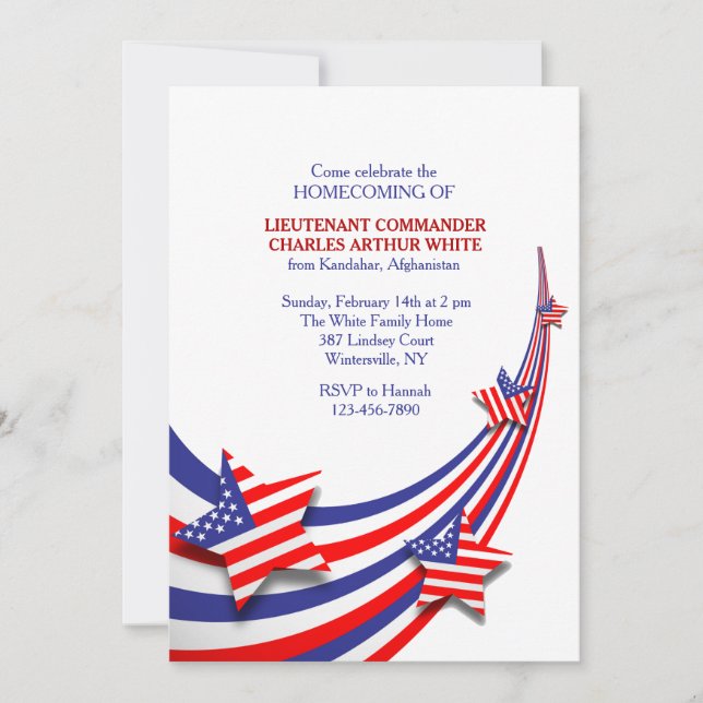 Red, White and Blue Celebration Invitation (Front)