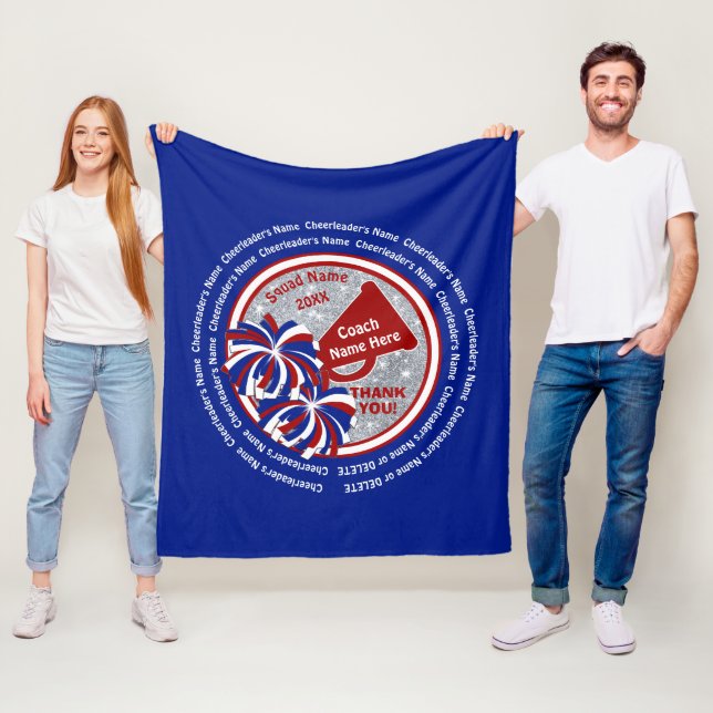 Red White and Blue Cheerleading Coach Gift Ideas Fleece Blanket (In Situ)