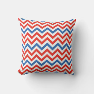Red White and Blue Chevron Pattern Cushion