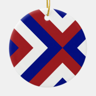 Red, White, and Blue Chevrons Ceramic Tree Decoration
