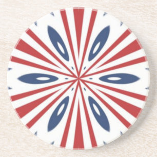 red, white and blue coaster